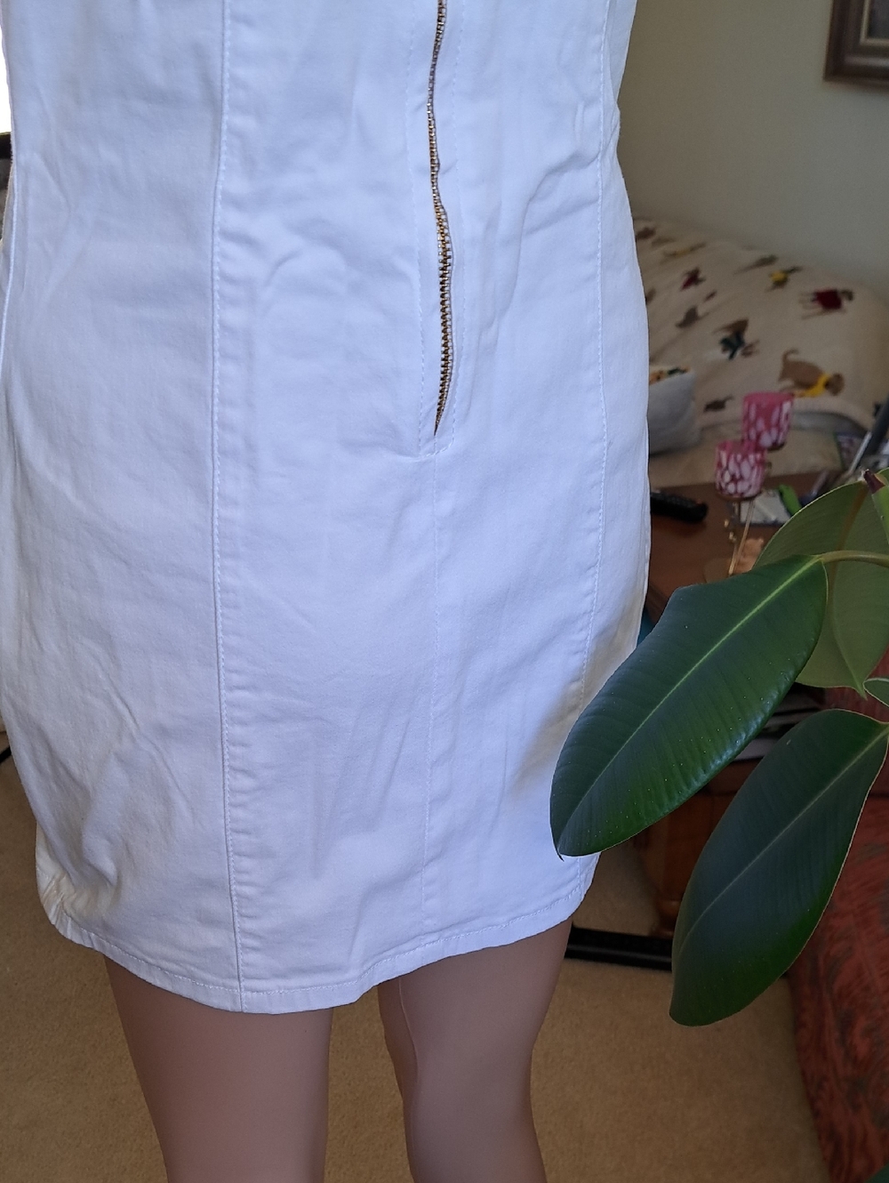 Roma White Sleeveless Button-Front Mini Dress with Gold Buttons XL( I Say More L - Picture 6 of 8